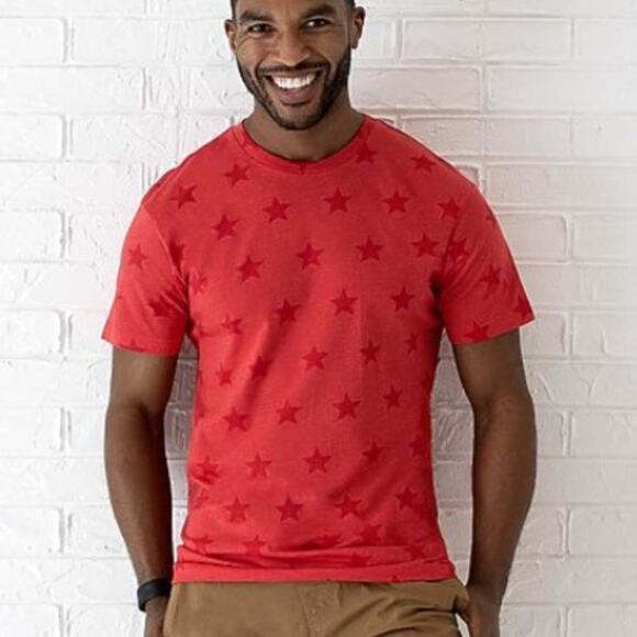 Code Five Men's Five Star Tee Shirt Size XL Burgundy Short Sleeve Crew Neck - Picture 3 of 3